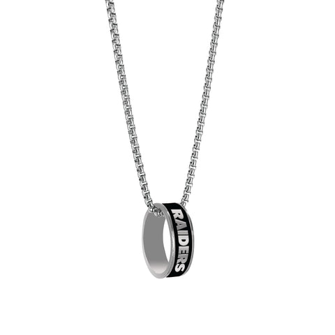 Las Vegas Raiders Necklace Fashion Ring Pendant Silver-0