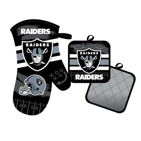 Las Vegas Raiders Oven Mitt and Pot Holder Set-0