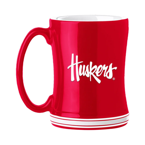 Nebraska Cornhuskers Coffee Mug 14oz Sculpted Relief Team Color-0