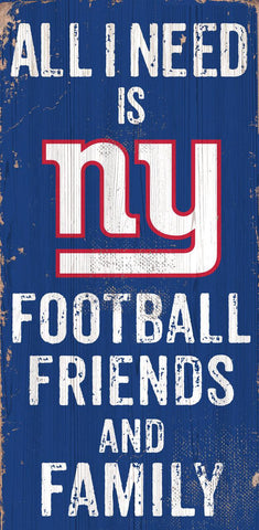 New York Giants Sign Wood 6x12 Football Friends and Family Design Color - Special Order - Team Fan Cave