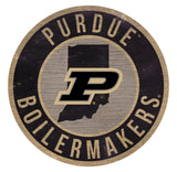 Purdue Boilermakers Sign Wood 12 Inch Round State Design