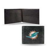 Miami Dolphins Wallet Billfold Leather Embroidered Black Alternate-0