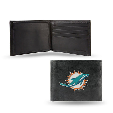 Miami Dolphins Wallet Billfold Leather Embroidered Black Alternate-0