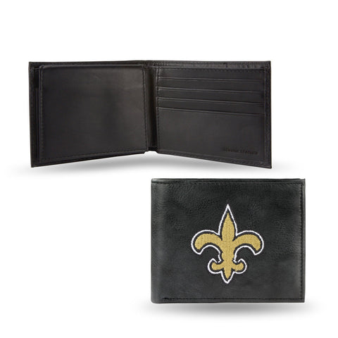 New Orleans Saints Wallet Billfold Leather Embroidered Black - Special Order-0