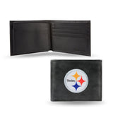 Pittsburgh Steelers Wallet Billfold Leather Embroidered Black-0