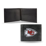 Kansas City Chiefs Wallet Billfold Leather Embroidered Black-0