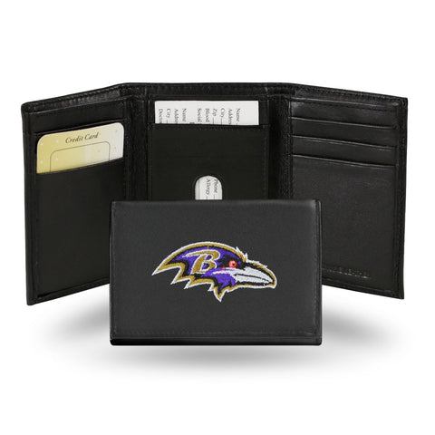 Baltimore Ravens Wallet Trifold Leather Embroidered-0