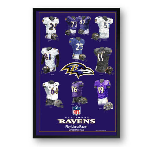Baltimore Ravens Framed Print 10x13 Uniform Heritage-0