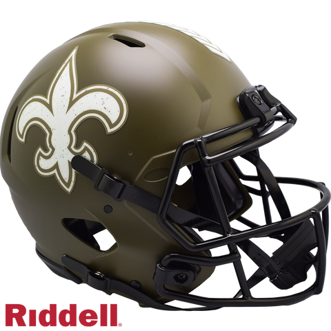 New Orleans Saints Helmet Riddell Authentic Full Size Speed Style Salute To Service 2022-0