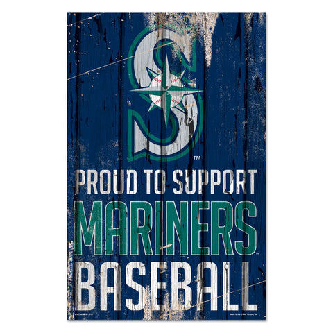 Seattle Mariners Sign 11x17 Wood Proud to Support Design - Special Order-0