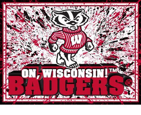 Wisconsin Badgers 3D Art Print 12x16 Splatter-0