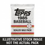 Illustrative stock image of a 1985 Topps Baseball sealed wax pack. Not the actual pack.