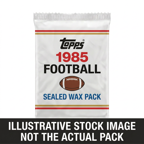 Illustrative stock image of a 1985 Topps Football sealed wax pack. Not the actual pack.
