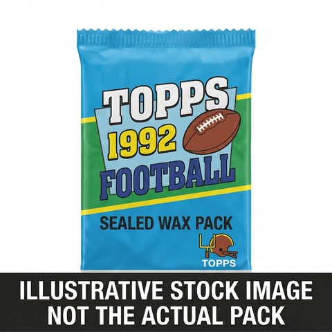 Illustrative stock image of a 1992 Topps Football sealed wax pack. Not the actual pack.