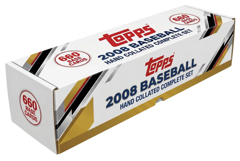 Stock illustration of a long white storage box for the 2008 Topps Baseball 660-card hand collated complete base set