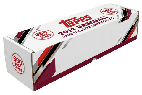 Stock illustration of a long white storage box for the 2014 Topps Baseball 660-card hand collated complete base set