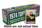 1974 Topps Football 528-card hand-collated complete set with Terry Bradshaw card. Stock pic not actual item.