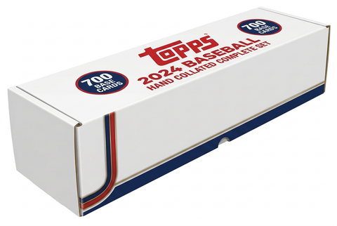 Stock illustration of a long white storage box for the 2024 Topps Baseball 700-card hand collated complete base set