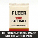 Illustrative stock image of a 1981 Fleer Baseball sealed wax pack. Not the actual pack.