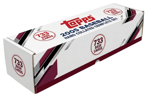 Stock illustration of a long white storage box for the 2005 Topps Baseball 733-card hand collated complete base set