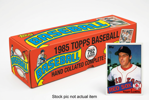 1985 Topps Baseball 792-card hand-collated complete set with Roger Clemens card. Stock pic not actual item.