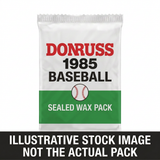 Illustrative stock image of a 1985 Donruss Baseball sealed wax pack. Not the actual pack.