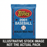 Illustrative stock image of a 2001 Topps Baseball sealed wax pack. Not the actual pack.