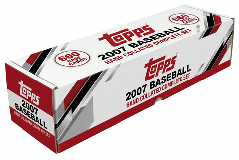 Stock illustration of a long white storage box for the 2007 Topps Baseball 660-card hand collated complete base set