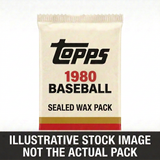 Illustrative stock image of a 1980 Topps Baseball sealed wax pack. Not the actual pack.
