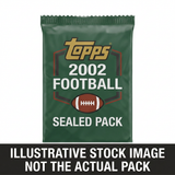 Illustrative stock image of a 2002 Topps Football sealed pack. Not the actual pack.