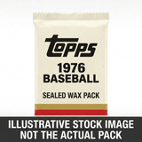 Illustrative stock image of a 1976 Topps Baseball sealed wax pack. Not the actual pack.
