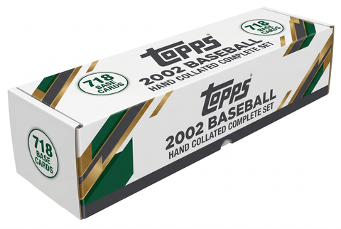 Stock illustration of a long white storage box for the 2002 Topps Baseball 718-card hand collated complete base set