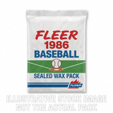 Illustrative stock image of a 1986 Fleer Baseball sealed wax pack. Not the actual pack.