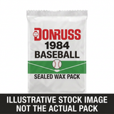 Illustrative stock image of a 1984 Donruss Baseball sealed wax pack. Not the actual pack.