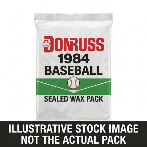 Illustrative stock image of a 1984 Donruss Baseball sealed wax pack. Not the actual pack.