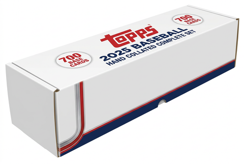 Stock illustration of a long white storage box for the 2025 Topps Baseball 700-card hand collated base set