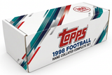 1998 Topps Football hand collated complete set storage box with teal navy silver red graphics and one 360-card badge