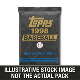 Illustrative stock image of a 1998 Topps Baseball sealed wax pack. Not the actual pack.