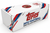 2012 Topps Football hand collated complete set white storage box with large front Topps logo and one 440-card badge