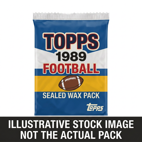 Illustrative stock image of a 1989 Topps Football sealed wax pack. Not the actual pack.