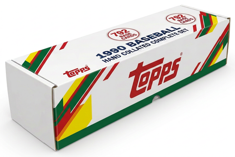 1990 Topps Baseball hand collated complete set white box with large front Topps logo and one 792-card badge