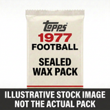 Illustrative stock image of a 1977 Topps Football sealed wax pack. Not the actual pack.