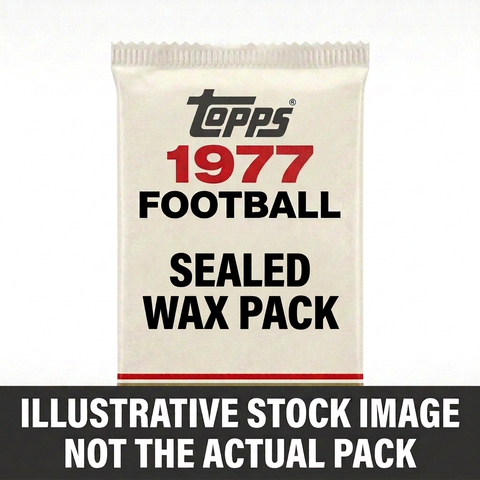 Illustrative stock image of a 1977 Topps Football sealed wax pack. Not the actual pack.