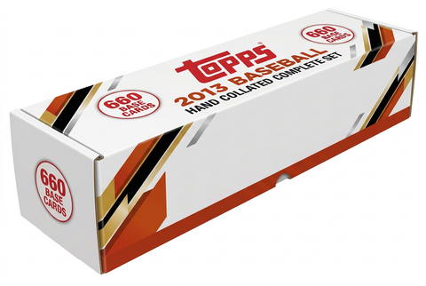 Stock illustration of a long white storage box for the 2013 Topps Baseball 660-card hand collated complete base set