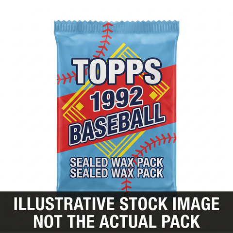Illustrative stock image of a 1992 Topps Baseball sealed wax pack. Not the actual pack.