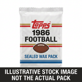 Illustrative stock image of a 1986 Topps Football sealed wax pack. Not the actual pack.