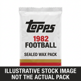 Illustrative stock image of a 1982 Topps Football sealed wax pack. Not the actual pack.