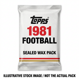 Illustrative stock image of a 1981 Topps Football sealed wax pack. Not the actual pack.