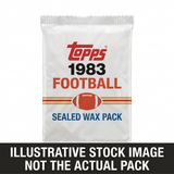Illustrative stock image of a 1983 Topps Football sealed wax pack. Not the actual pack.