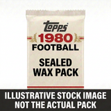 Illustrative stock image of a 1980 Topps Football sealed wax pack. Not the actual pack.